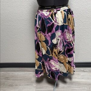 Banana Republic A-Line Skirt in Purple, Black, and Tan Floral